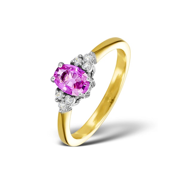 18K Gold 0.85ct Pink Sapphire and 0.12ct Diamond Ring - Image 1