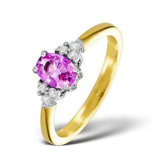 18K Gold 0.85ct Pink Sapphire and 0.12ct Diamond Ring