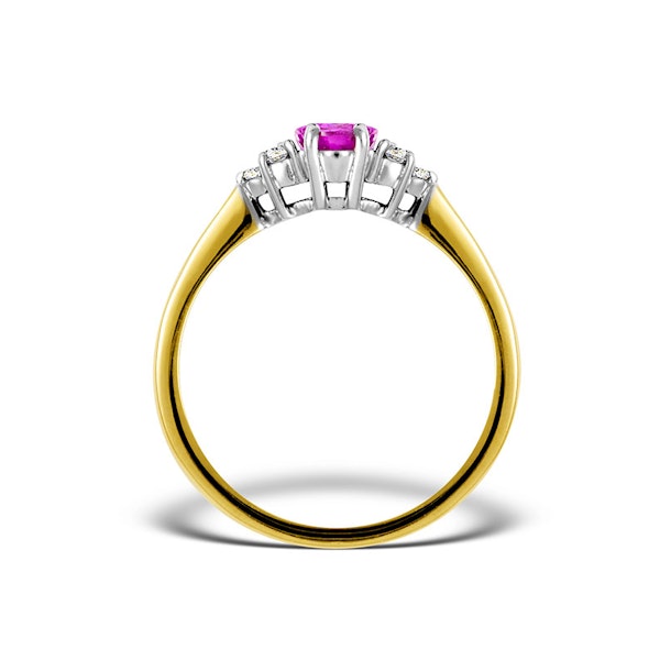 18K Gold 0.85ct Pink Sapphire and 0.12ct Diamond Ring - Image 3