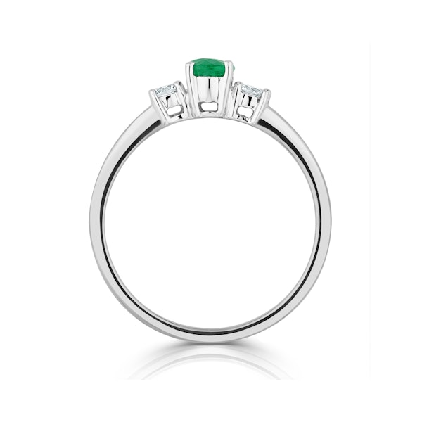Emerald 6 x 4mm And Diamond 18K White Gold Ring N4314Y - Image 3