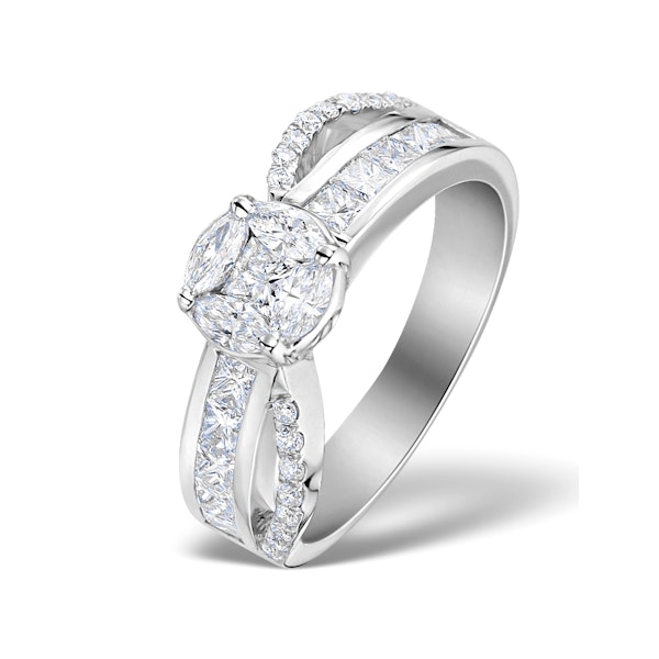 Engagement Ring Galileo 1.50ct Look Diamond in 18K White Gold N4487 - Image 1