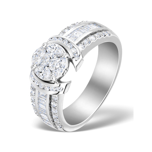 Engagement Ring Galileo 1.50ct Look Diamonds 18K White Gold N4488 - Image 1