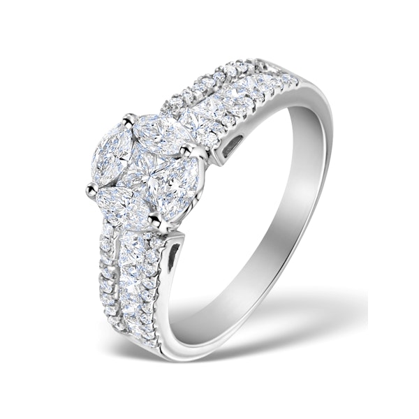 Engagement Ring Galileo 1.50ct Look SI Diamonds 18K White Gold N4489 - Image 1