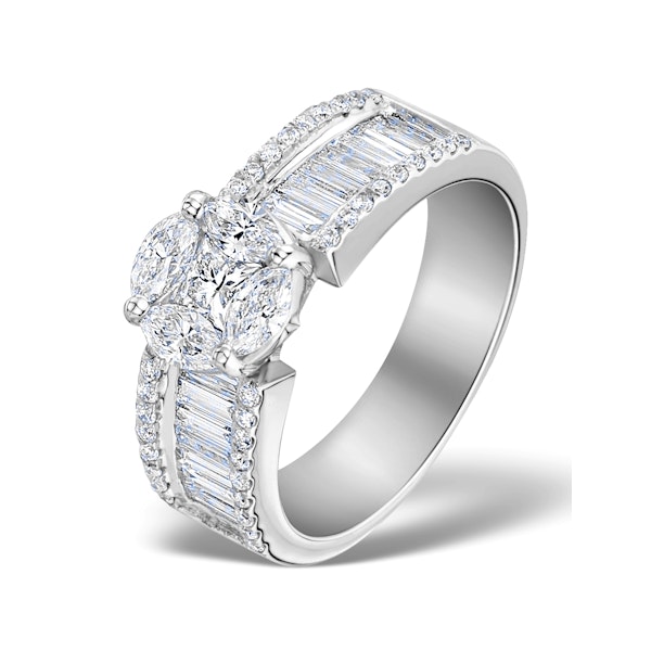 Engagement Ring Galileo 2.00ct Look H/SI Diamonds 18K White Gold N4481 - Image 1