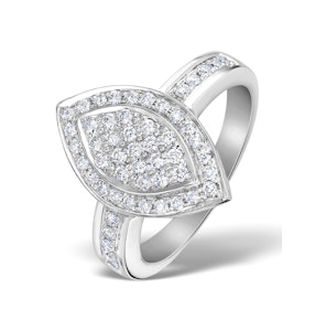 Oval Shaped Diamond 0.50ct And 18K White Gold Pave Ring
