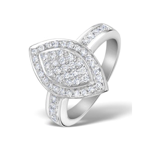 Oval Shaped Diamond 0.50ct And 18K White Gold Pave Ring