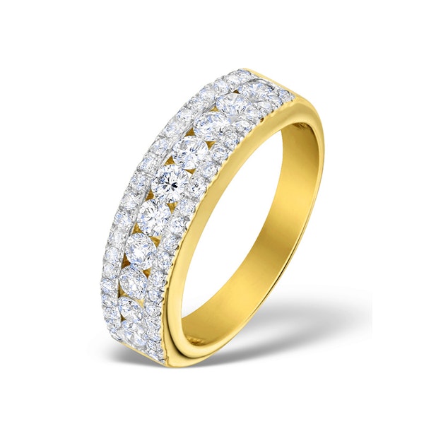 Diamond 1.00ct And 18K Gold Half Eternity Ring - N4495 - Image 1