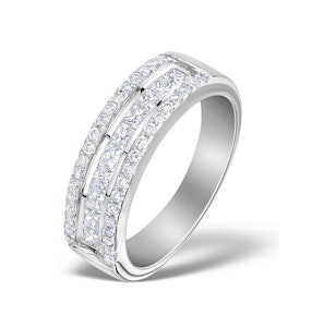 3 Row Diamond 1.00ct And 18K White Gold Half Eternity Ring