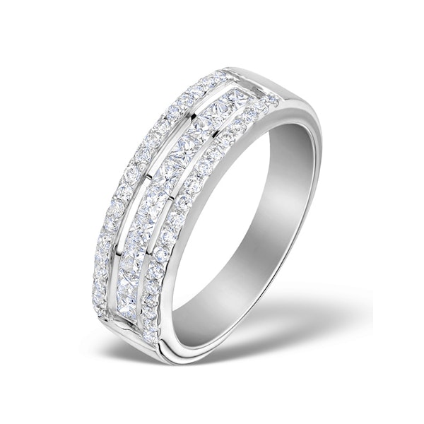 3 Row Diamond 1.00ct And 18K White Gold Half Eternity Ring - Image 1