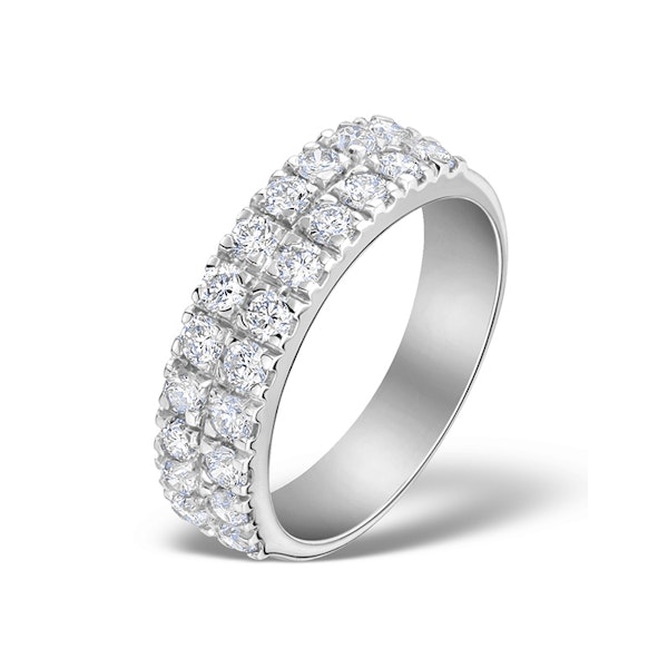 2 Row Diamond 1.00ct And 18K White Gold Half Eternity Ring - N4499 - Image 1