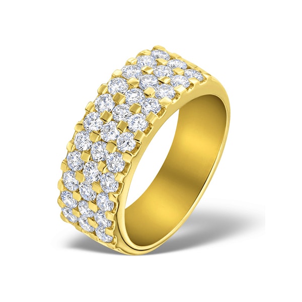 3 Row Diamond 1.50ct And 18K Gold Half Eternity Ring - N4490 - Image 1