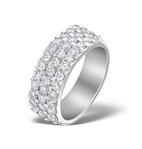 3 Row Diamond 1.50ct And 18K White Gold Half Eternity Ring - N4491