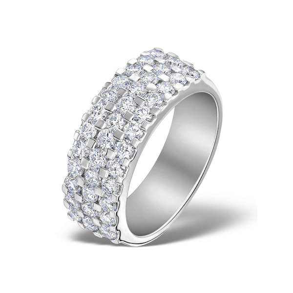 3 Row Diamond 1.50ct And 18K White Gold Half Eternity Ring - N4491 - Image 1