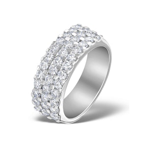 3 Row Diamond 1.50ct And 18K White Gold Half Eternity Ring - N4491