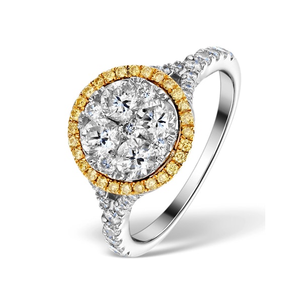 Halo Engagement Ring Alessia 1.50ct Yellow Diamond in 18K White Gold - Image 1