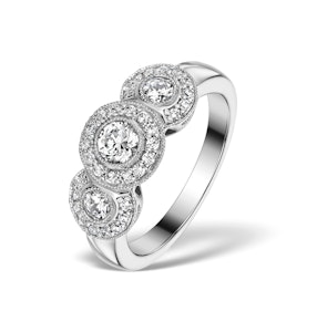 Halo Pave Ring - Celeste - 0.92ct of H/Si Diamonds in 18K White Gold - Size S.5