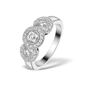 Celeste Halo Pave Ring 0.92ct of H/Si Lab Diamonds in 9K White Gold