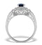 Sapphire Ring with a Diamond Halo 1ct in 18K White Gold N4523 - image 2