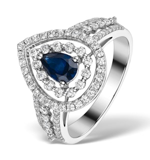 Sapphire Ring with a Diamond Halo 0.78ct in 18K White Gold N4524