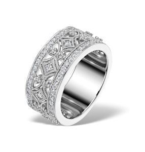 Vintage Wide Diamond Ring - Florence - 0.75ct 18K White Gold - SIZES J K.5 L