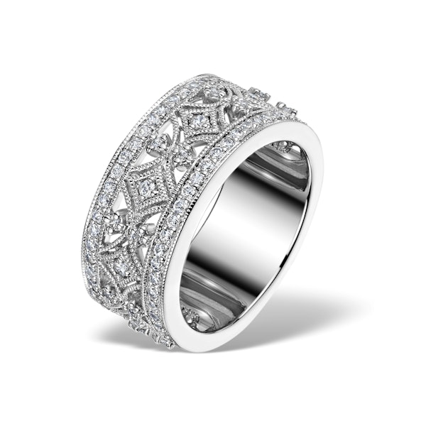 Vintage Wide Diamond Ring - Florence - 0.75ct 18K White Gold - SIZES J K.5 L - Image 1