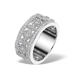Vintage Wide Diamond Ring - Florence - 0.75ct 18K White Gold - SIZES J K.5 L