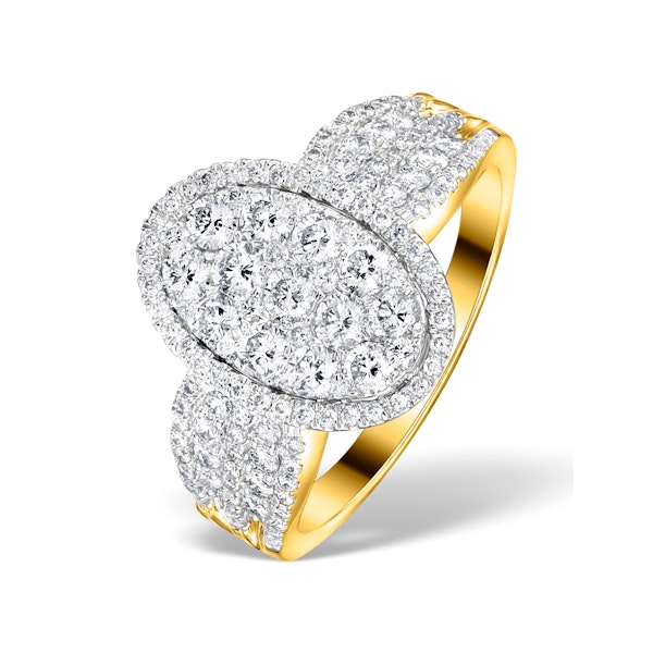 Diamond Galileo 1.50CT Oval Side Stone Ring in 18K Gold - N4535 - Image 1