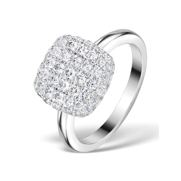 Diamond Pave Cushion Ring 1.25CT H/Si in 18K White Gold Ring - N4537Y - Image 1