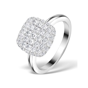 Diamond Pave Cushion Ring 1.25CT H/Si in 18K White Gold Ring - N4537Y