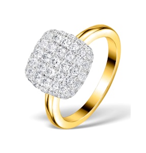 Diamond Pave Cushion Ring 1.25CT H/Si in 18K Gold Ring - N4537