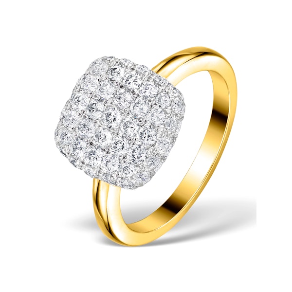 Diamond Pave Cushion Ring 1.25CT H/Si in 18K Gold Ring - N4537 - Image 1