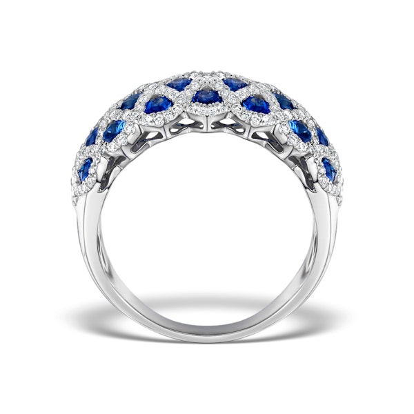 Sapphire 1.36CT and Diamond Lattice Ring in 18K White Gold - N4539Y - Image 2
