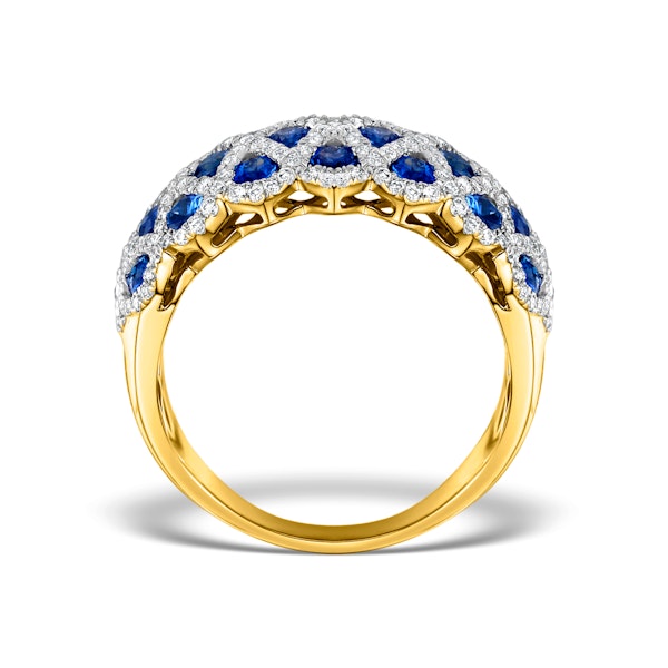 Sapphire 1.36CT and Diamond Lattice Ring in 18K Gold - N4539 - Image 2