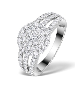 Diamond 3 Row Galileo 1.30CT Diamond 18K White Gold Ring - N4530Y
