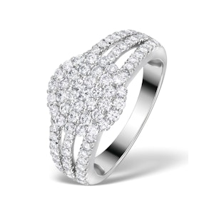 Diamond 3 Row Galileo 1.30CT Diamond 18K White Gold Ring - N4530Y