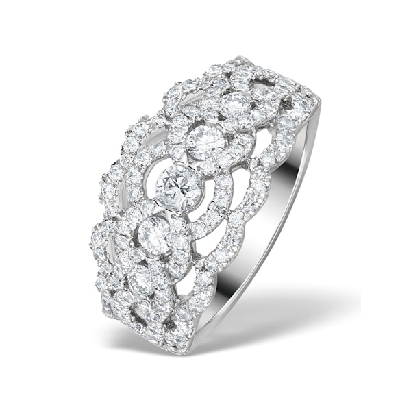 Lab Diamond Art Deco 9K White Gold Ring 1.25CT H/Si - N4544Y - Image 1