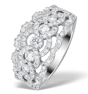 Diamond Art Deco 18K White Gold Ring 1.25CT H/Si - N4544Y