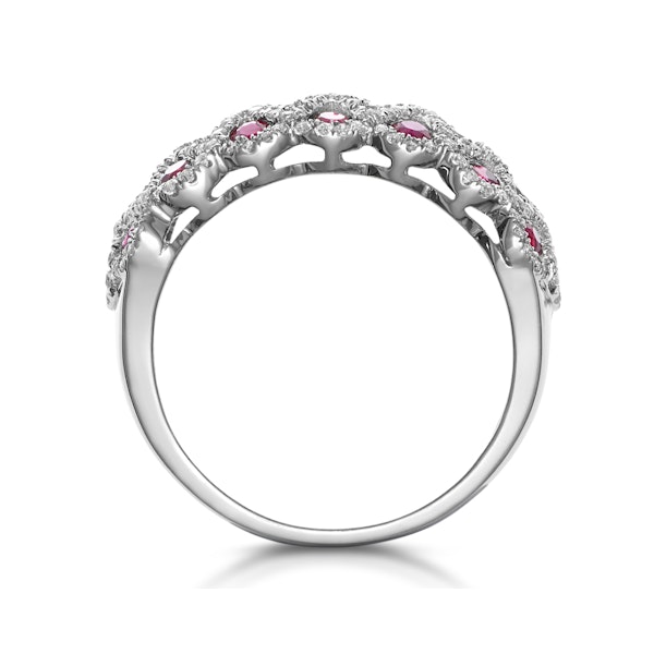 1ct Ruby and Diamond Lattice Ring in 18K White Gold - Image 3