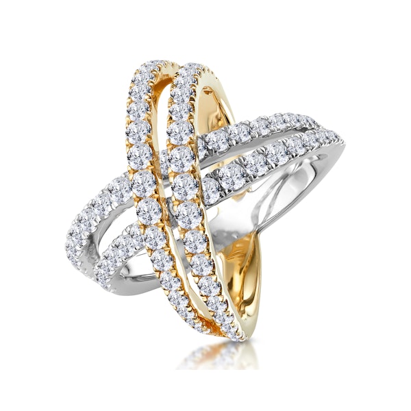 2.50ct Diamond Criss Cross Ring H/Si Quality Set in 18K Two Tone Gold - Image 1