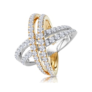 2.50ct Diamond Criss Cross Ring H/Si Quality Set in 18K Two Tone Gold