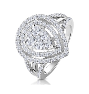 Calice Diamond Pave Pear Shape Halo Ring 1.30ct in 18K White Gold