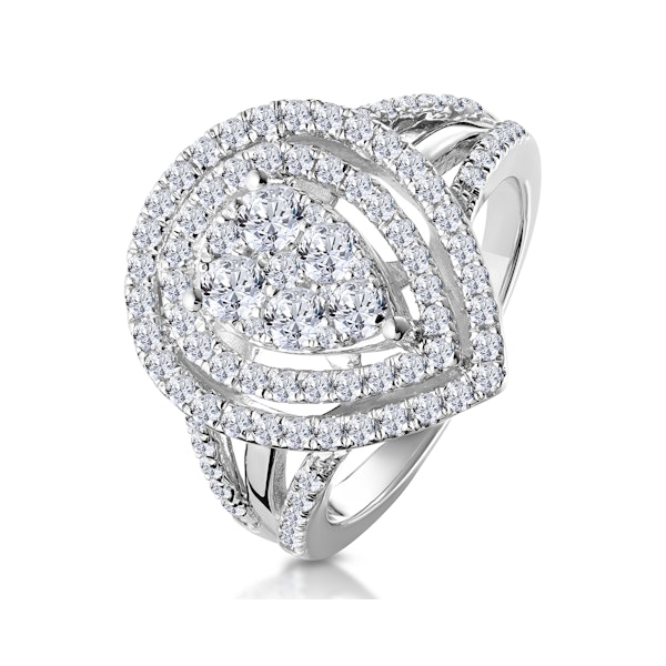 Calice Diamond Pave Pear Shape Halo Ring 1.30ct in 18K White Gold - Image 1