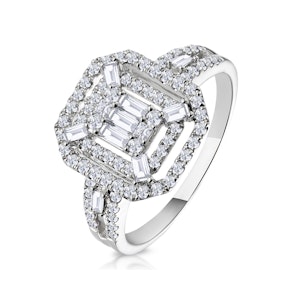 0.75ct Diamond Asteria Collection Baguette Ring in 18K White Gold - Size N