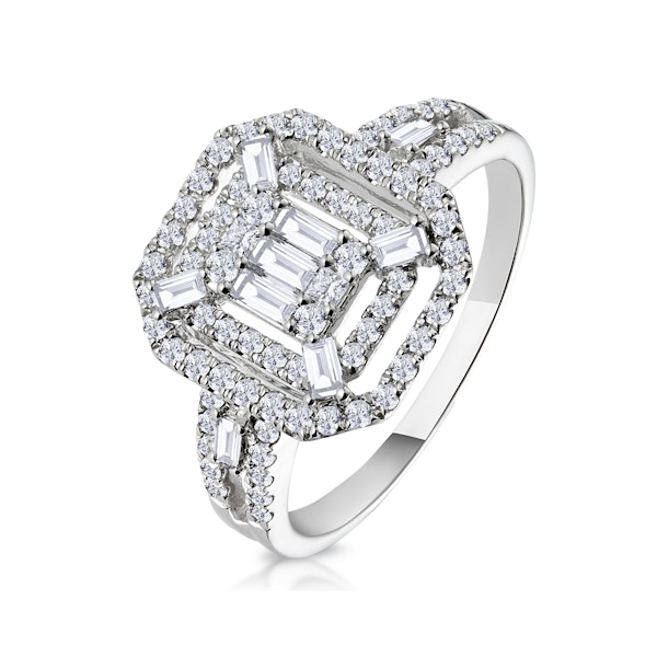 0.75ct Diamond Asteria Collection Baguette Ring in 18K White Gold - Size N - Image 1