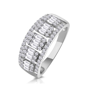 0.85ct Diamond Asteria Baguette Eternity Ring in 18K White Gold