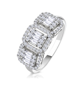0.80ct Asteria Collection Diamond Baguette Ring in 18K White Gold