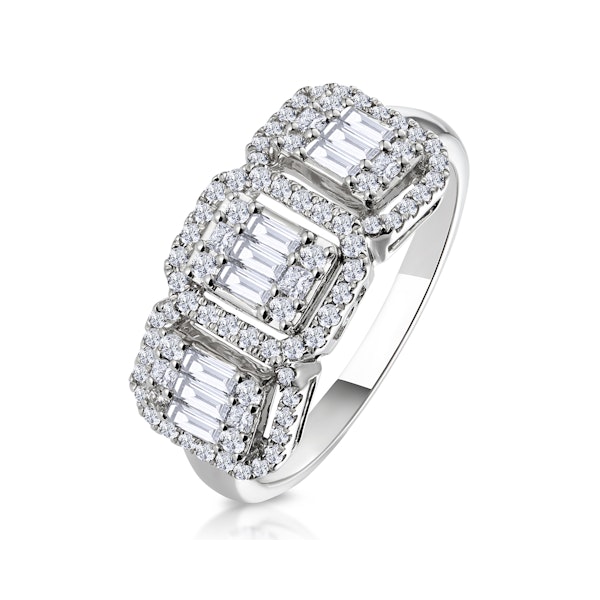0.80ct Asteria Collection Diamond Baguette Ring in 18K White Gold - Image 1