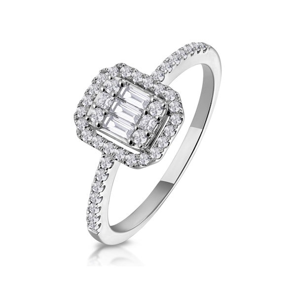 0.40ct Halo Baguette Diamond Asteria Ring in 18K White Gold - Image 1