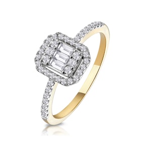 0.40ct Halo Baguette Diamond Ring Asteria Collection in 18K Gold