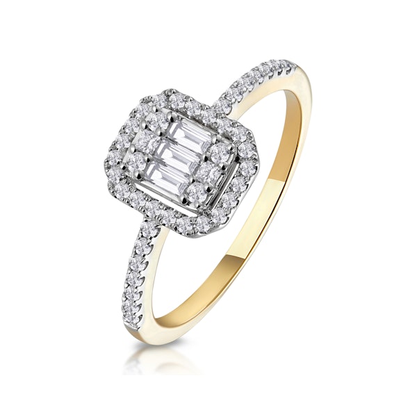 0.40ct Halo Baguette Diamond Ring Asteria Collection in 18K Gold - Image 1